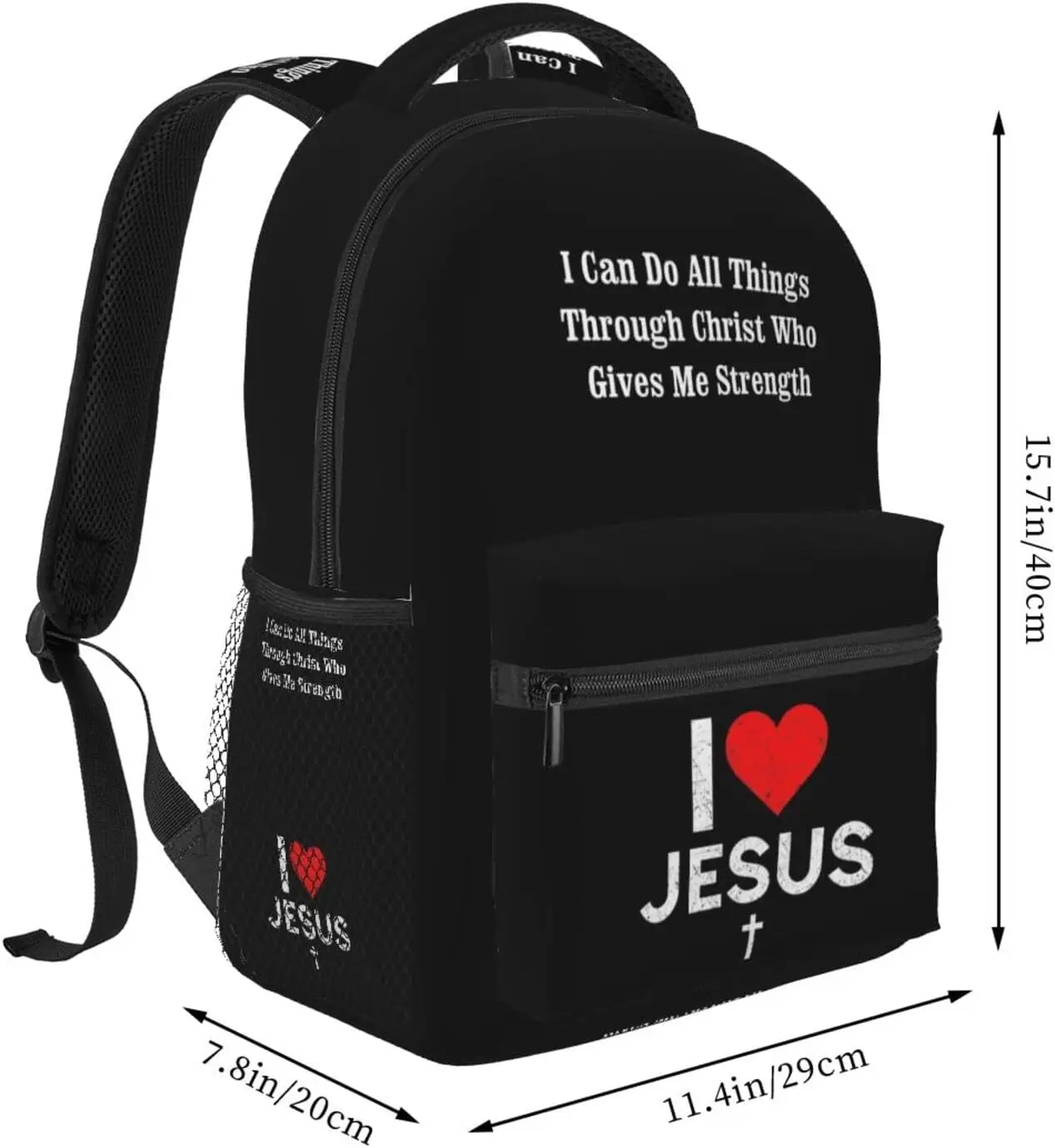 I Love Jesus Backpack Christian Jesus Cross Travel Laptop Backpack Casual College Backpack Bookbag for Women Men