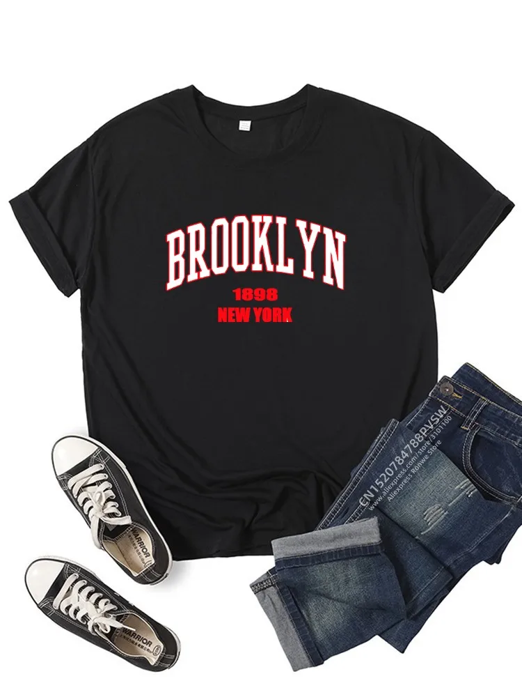 Brooklyn New York Los Angeles Women T Shirt Girl Graphic Print Fashion Harajuku 2023 Streewear Clothes Causal Female Y2K Top Tee