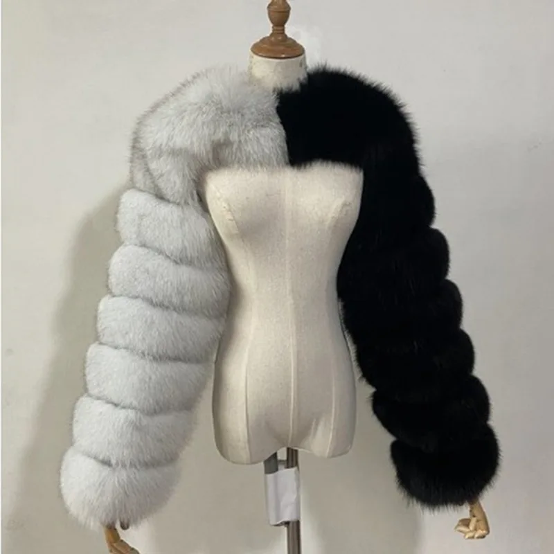 2023 Winter Warm Clothes Pink Black Faux Fur Coat Fluffy Jacket Women Cropped Tops Long Sleeves Winter White Coat Wholesale