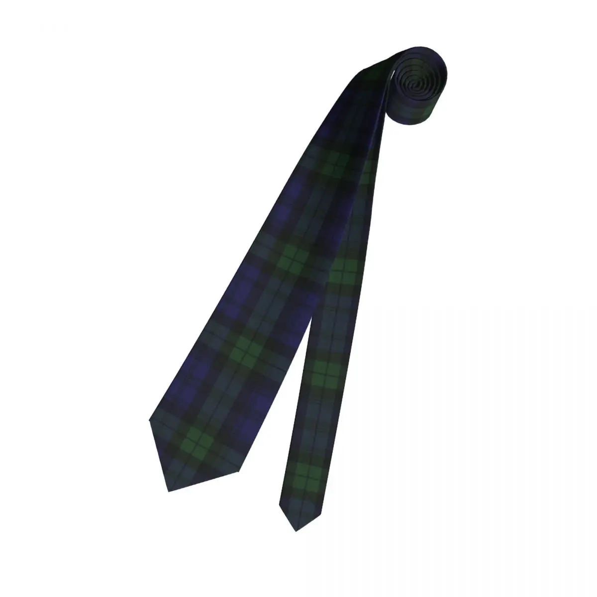 Personalized Black Watch Tartan Clock Green And Blue Neck Ties for Men Classic Clans of Scotland Silk Business Necktie