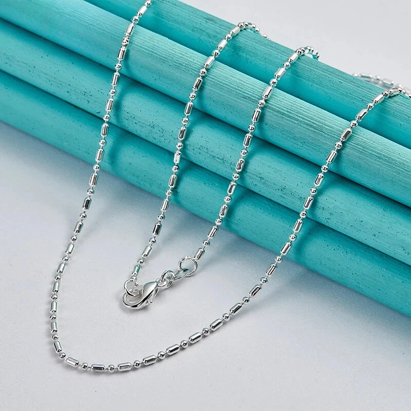 1 PCS 925 Sterling Silver 1.4mm Bamboo Chain Necklace Delicate Collarbone Chain for Women Man Fashion Jewelry “16 - 30”