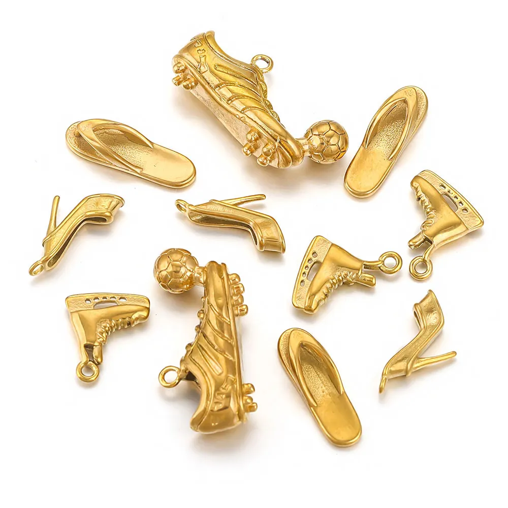 

3pcs Stainless Steel Connectors Charm Gold-plated High Heels DIY Necklace Keychain Making Jewelry Findings Accessories Wholesale