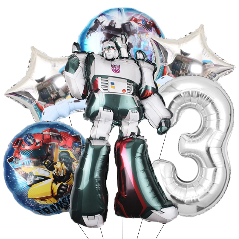 6pcs Transformation Optimus Prime Bumblebee Theme Aluminum Film Digital Balloon Boy Gift Birthday Party Decorations Baby Shower view 4