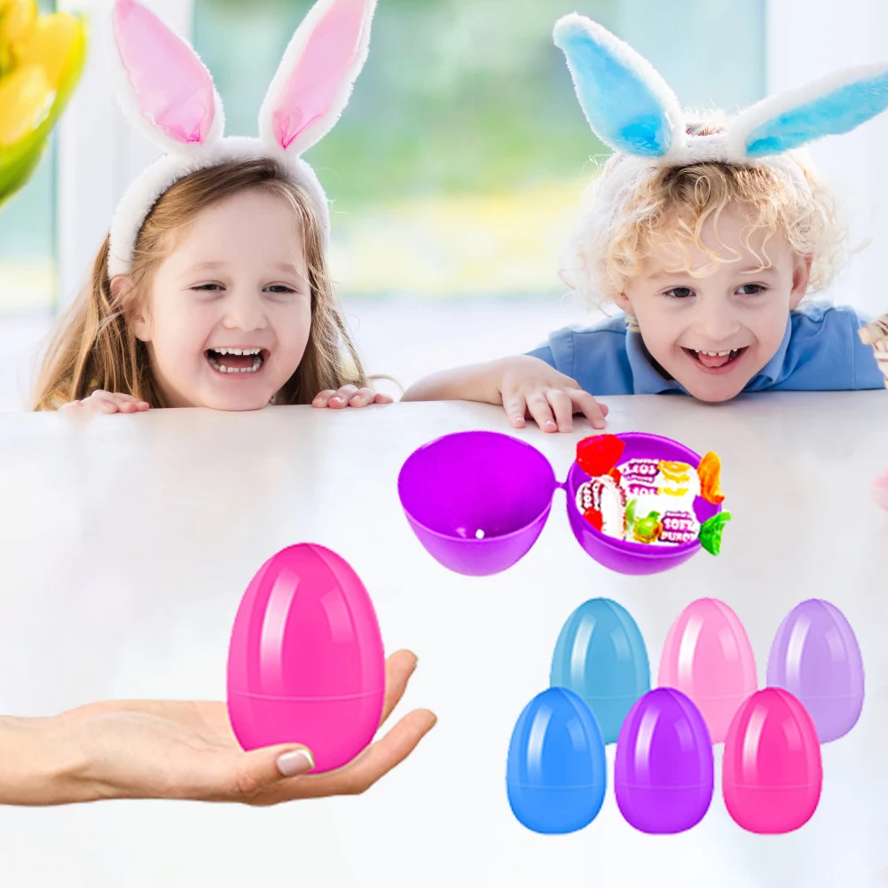 200/100/50PCS Fillable Easter Eggs Colorful Plastic Eggshell Kids Toy Candy Gift Packaging Box Kids Hunt Game Prop Supplies