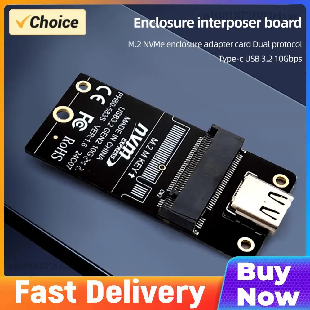 M.2 To Type-C SSD Case Converter Board JMS583 NVME Hard Disk Enclosure Adapter Card 10Gbps Support 2230 2242 2260 2280 Size SSD