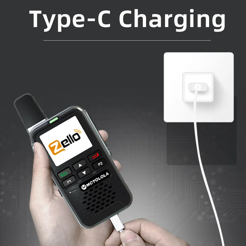MOTOLOLA 4G Zello POC Walkie Talkie Aluminum alloy shell ultra-thin body two-way Car intercom 6000mAh WiFi Bluetooth Type-C