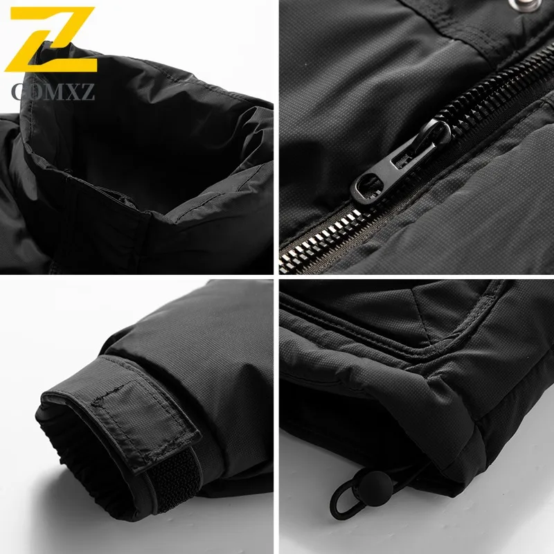 COMXZ Premium Mens Down Jacket Korean Style Fashion Thickened Warm Parka Stand Collar Outdoor Travel Lightweight Winter Coat