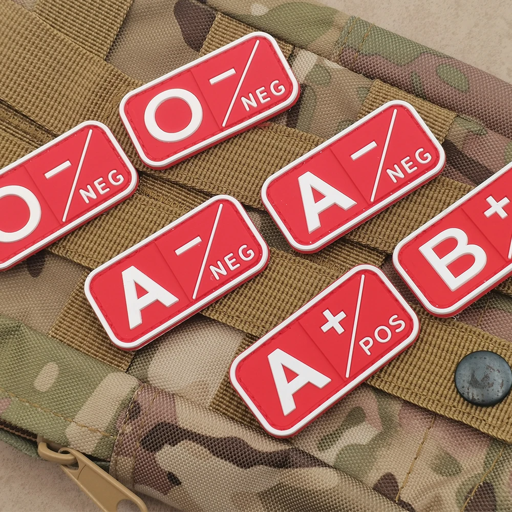 A B AB O Positive Negative 3D PVC Blood Type Patch Stickers On Backpack With Hook And Loop