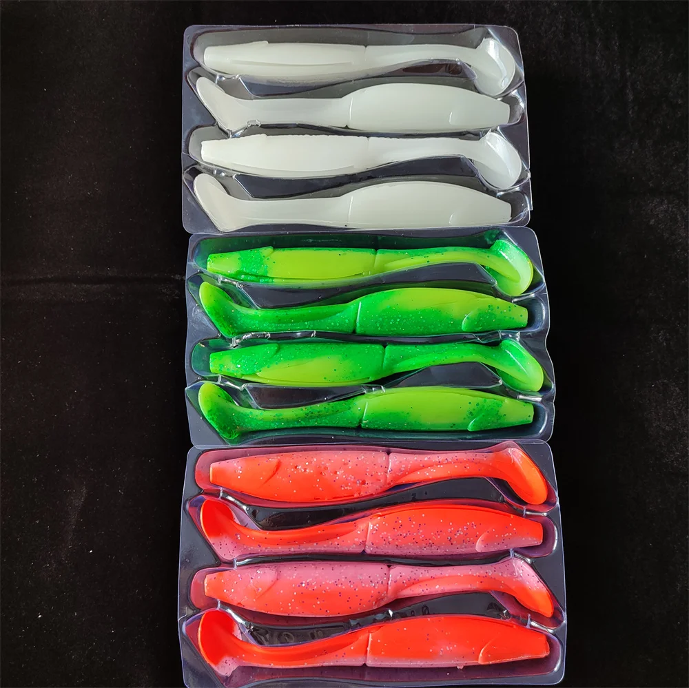 Noeby 3 bags 12pcs 15cm 22g Soft Lures Baits Fishing Lure Shad Double Color Silicone Bait T Tail Wobblers