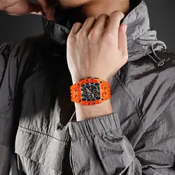 NAVIFORCE-Montre à quartz étanche pour homme, chronographe en silicone, coloré, multifonctionnel, montres-bracelets en tonneau, marque supérieure