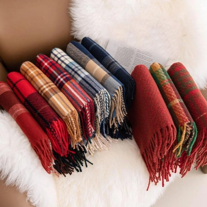 Korean Scarf Women’s Warm Imitation Pashm Wrap Shawl Autumn Winter Wear 425F