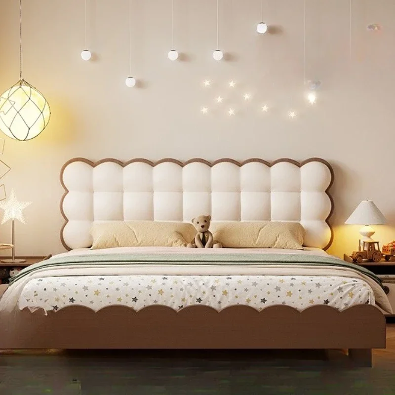 Cream wind children's bed girl puff bed solid wood Internet celebrity princess bed simple modern children's room biscuits boy