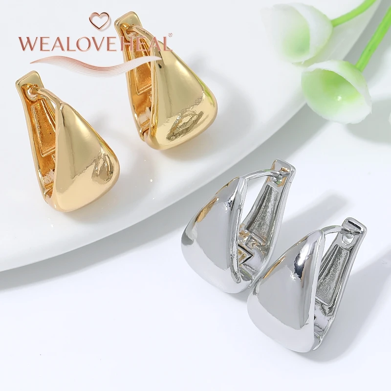 18K vergoldete Wassertropfen-Huggie-Ohrringe für Frauen, minimalistische, klobige U-förmige Creolen, Alltagsschmuck, Valentinstag- und Geburtstagsgeschenk – Detail 19