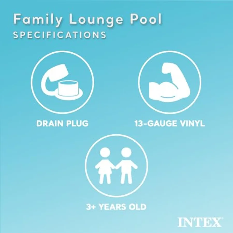 Swim Center Inflatable Family Lounge Pool: Built-In Bench Cup Holder 156 Gallon Capacity 90