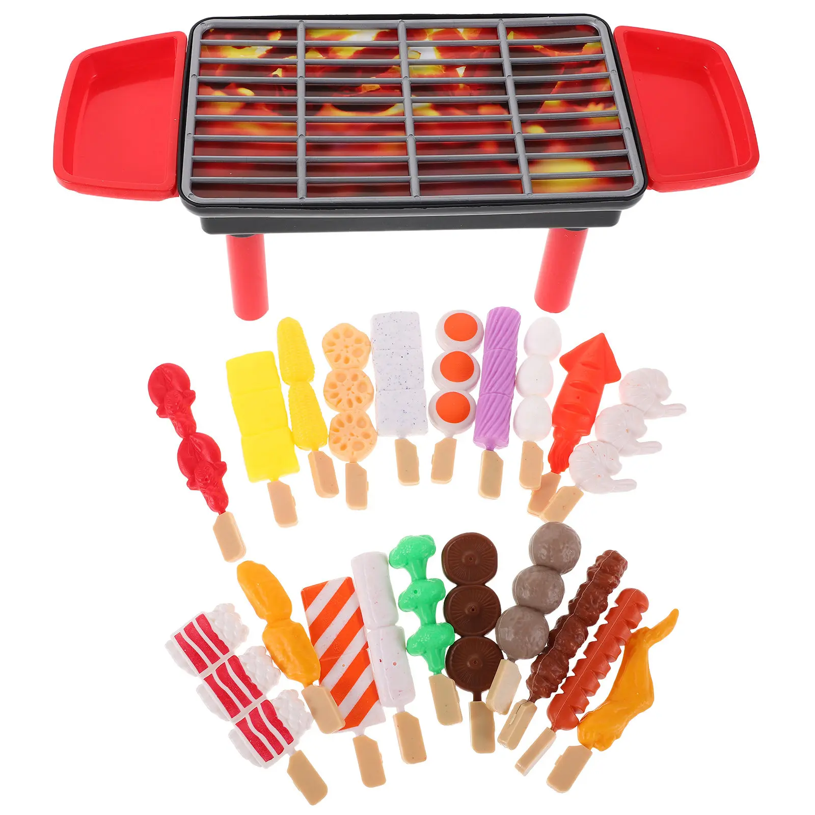 20Pcs Realistic Kids Bbq Grill Playset Food Accessories Pretend Play Kitchen Cooking Outdoor Smoke Sound Light