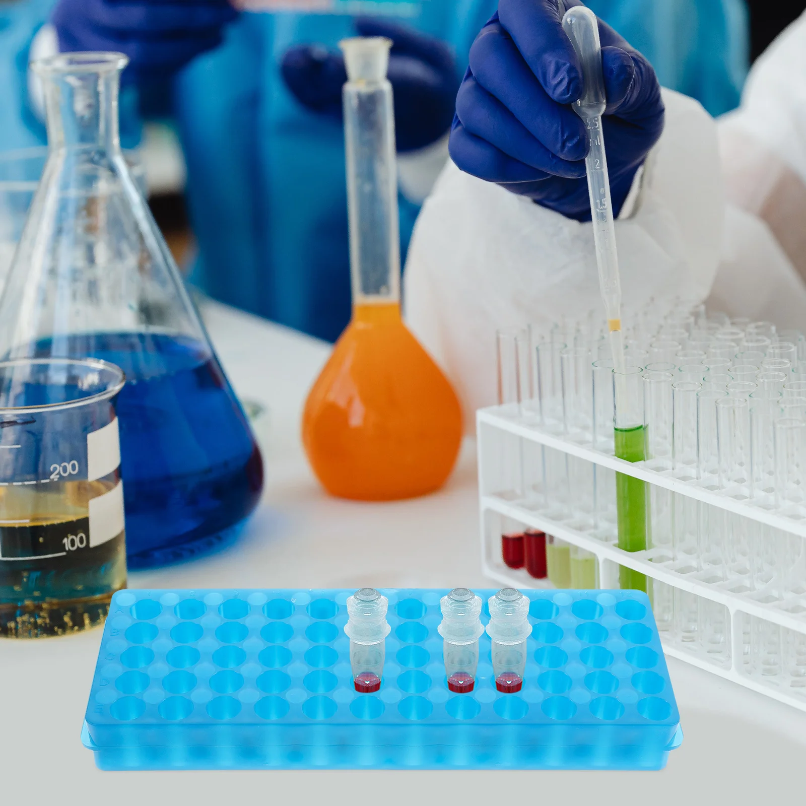 

2Pcs Sample Tube Rack Strong Plastic Test Tube Holder for Laboratory 60 Slot Testing Tubes Display Rack Secure Transport and