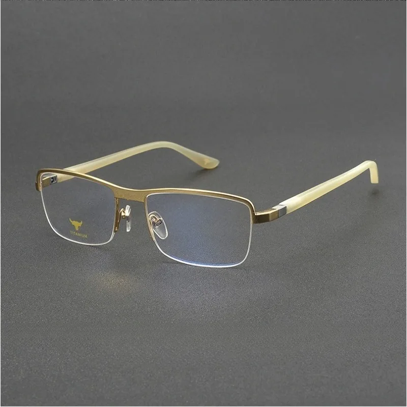 2025 Natural Buffalo Horn Rectangular Glasses Frame Men Handmade Design Half Frame Optical Eyewear Women Myopia Reading Eyeglass