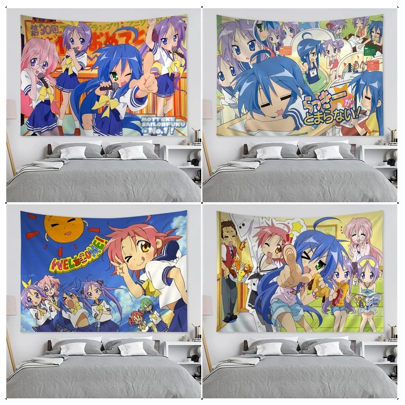 

Anime Lucky Star Kawaii Izumi Konata Tapestry Cartoon Tapestry Home Decoration hippie bohemian decoration divination Home Decor