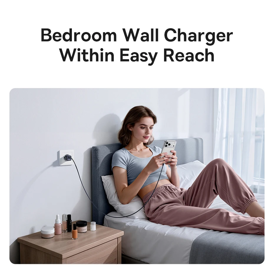 Cargador USB-C Baseus de 20W 30W con Enchufe Europeo, Carga Rápida PD, Adaptador Portátil Tipo-C para iPhone 15 14 13 12