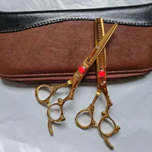 Kasho مقص قص الشعر ، اكسسوارات تصفيف الشعر الاحترافية Titan ، صالون حلاقة ، 6 3 مبيعات رئيسية مصغرة سافيرو كروس - No2