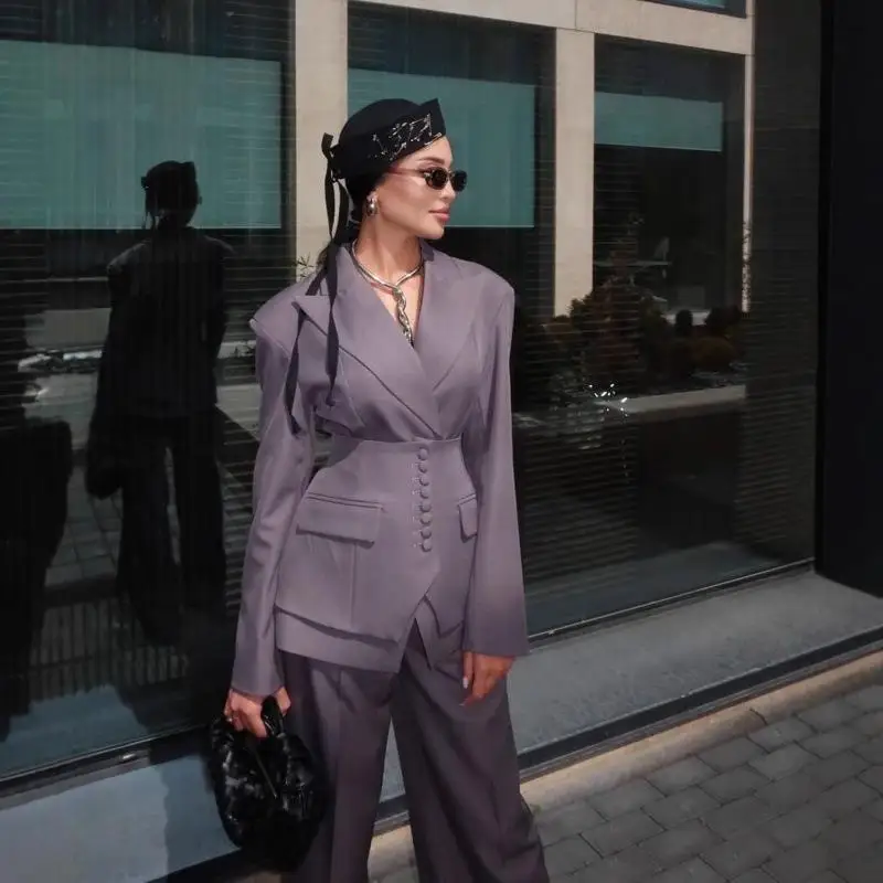Fashionable Casual V-Neck Suit Set Women's Cross-Border Autumn Premium Quality Ladylike Elegant Style Pure Color Low Waist
