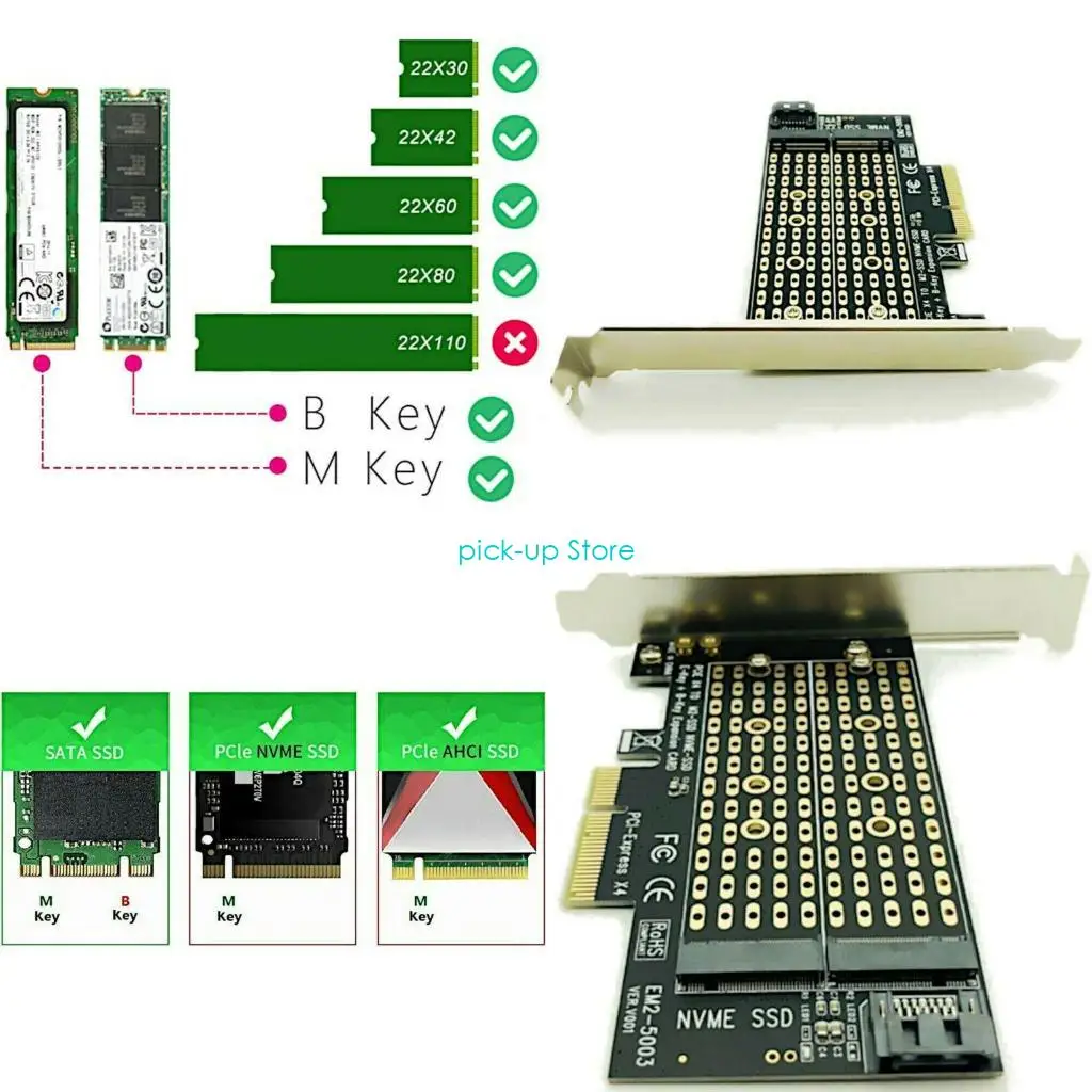

Q5WA NVME PCIe x16 Adapter Card NVMe Adapter M.2 PCIe SSD to PCI-e x16 Converter Card with Heat Sink for M.2 (M