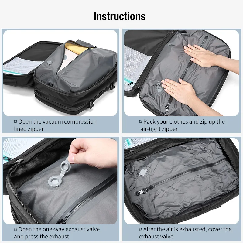 Travel Men Expanded Laptop Backpack vacuum compression hiking Backpack USB charging Business Large Capacity Backpack For Pumps