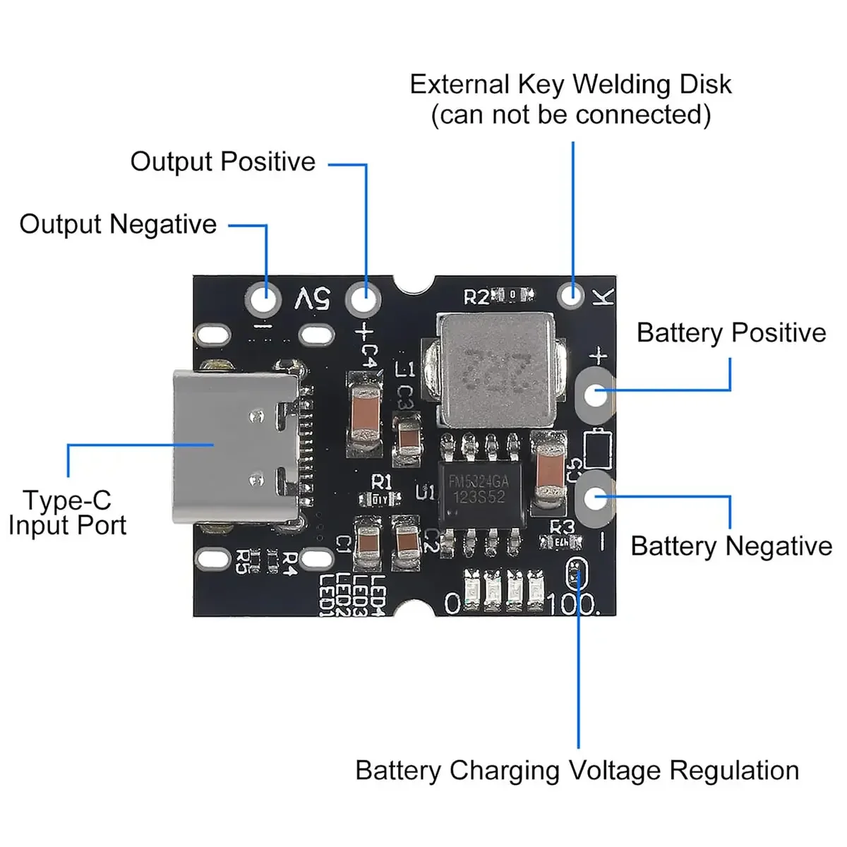 1-5PCS Type-C USB 5V 2A Boost Converter Step-Up Power Module Lithium Battery Charging Protection Board LED Display USB Charger