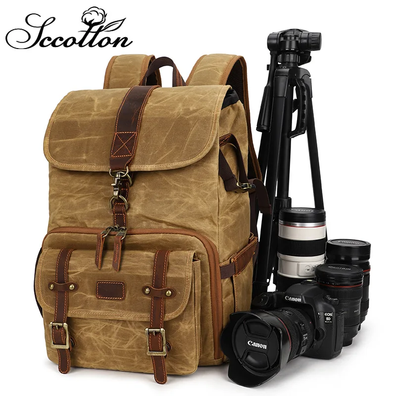 Generic Large Capacity Canvas Camera Backpack Waterproof Dslr Bag 15 Inch Laptop Rucksack For Travel Photography Outdoor Use