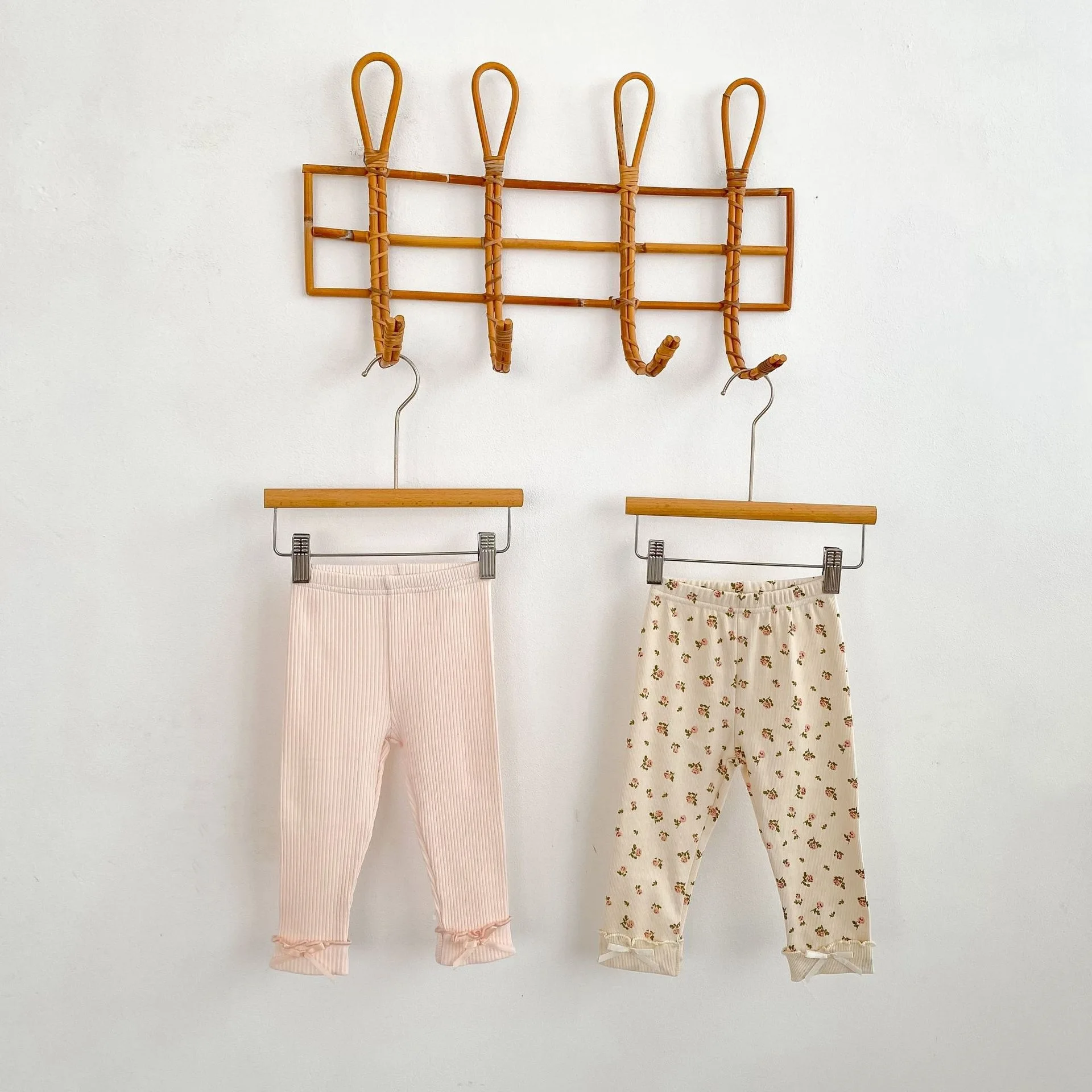 Girls' Instagram style breathable home clothes, floral pit lace collar, bow tie, leggings