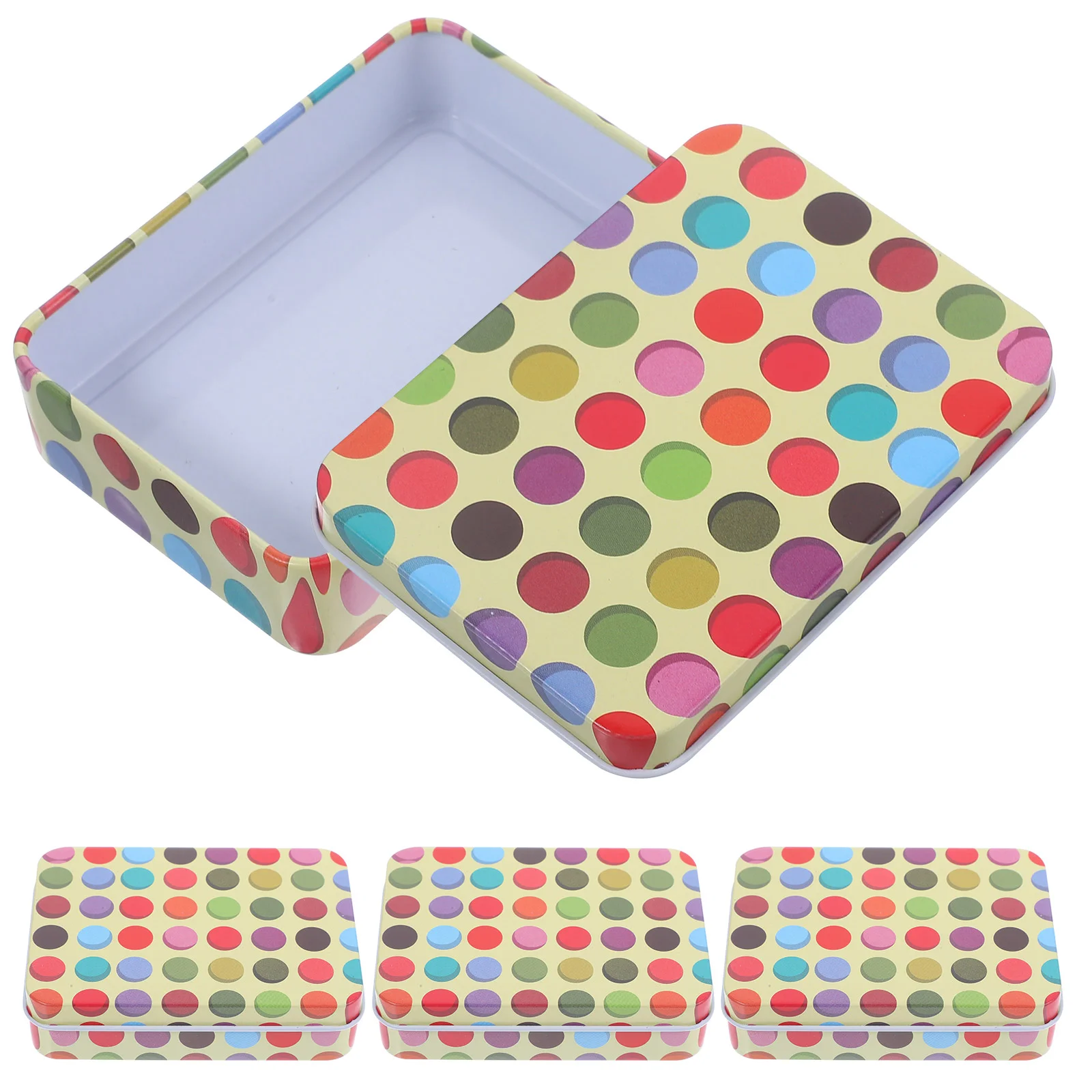 4 Pcs Tinplate Box Playing Card Display Cards Sports Case Storage Polka Dot for