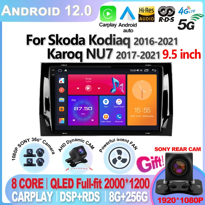 

2K For Skoda Kodiaq 2016 - 2021 Karoq NU7 2017 - 2021 Car Multimedia video Player 2 Din Android 13 Stereo Gps Navigation Radio