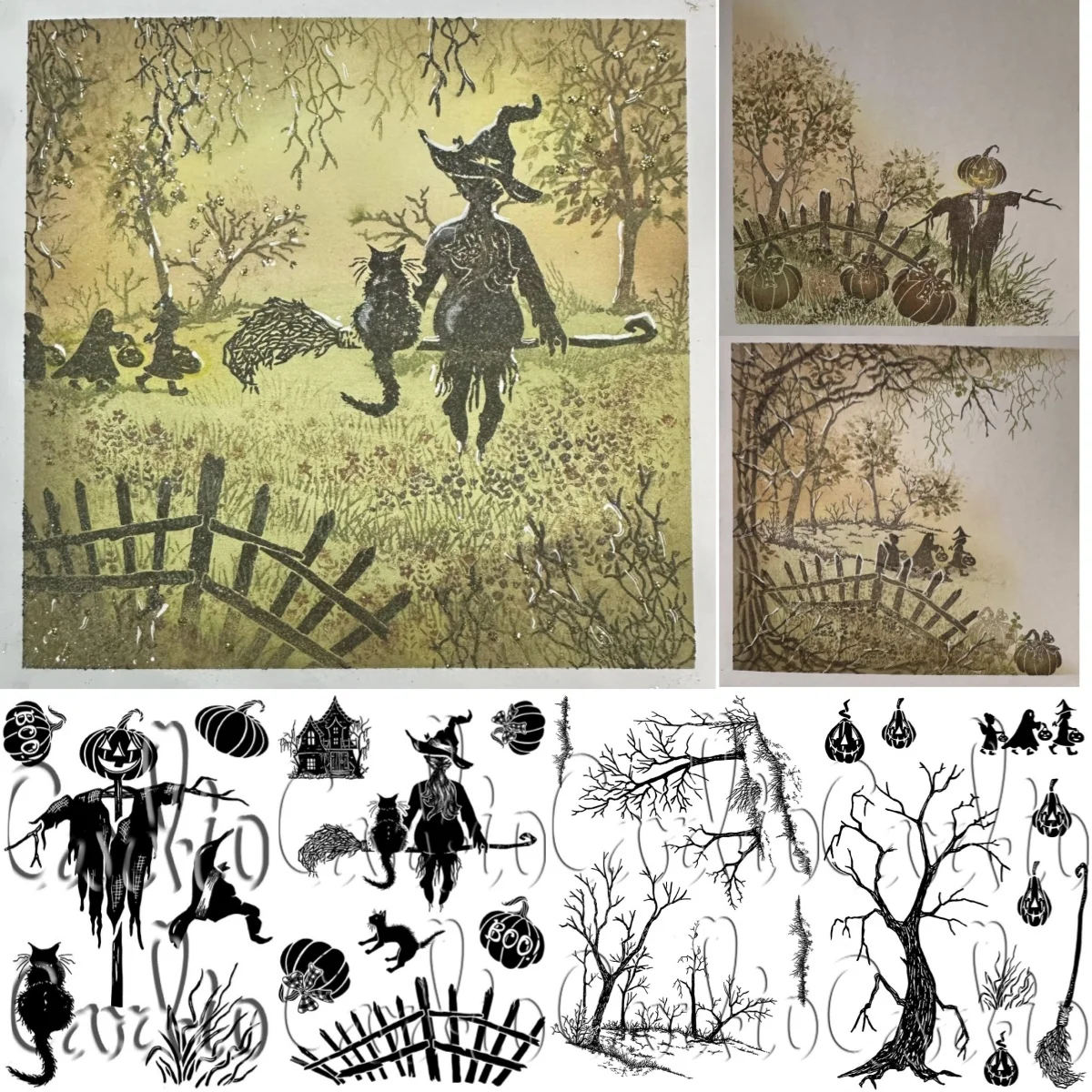 Halloween 2025 Witch Broom Cat Tree Pumpkin Scarecrow Fence Clear Stamps For DIY Decorating Scrapbook Paper Card Album Embossing