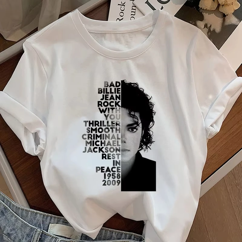 Image of Michael Jackson King of Pop T-Shirts Damen Kurzarm King of Pop Era T-Shirt Lässige Mode Harajuku Kawaii Y2K Kleidung