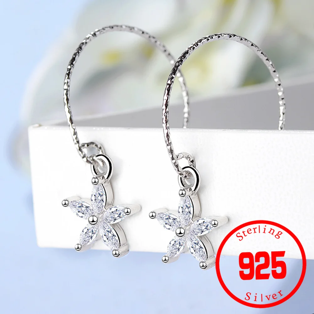 Personality Wild Long Star Simple Student Stamp 925 Sterling Silver Temperament Female Dangle Earrings