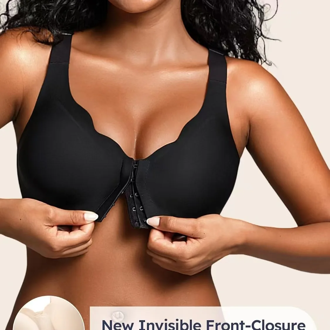 Large Size Seamless Women's Front Button Bra Vest-Style Comfortable All Day Wear Fixed Cup Breast-Shrinking Underwear