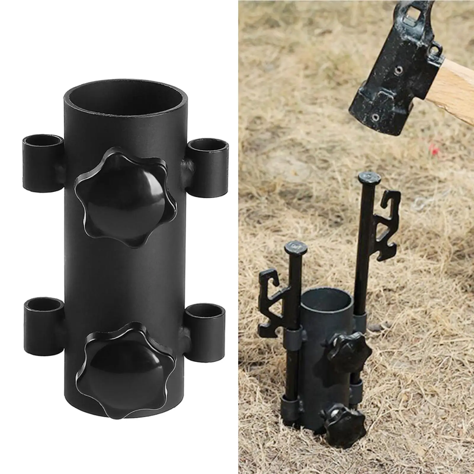 Portable Awning Rod Holder, Windproof Metal Canopy Poles Stand Tent Rod Holder Fixed Tube for Hiking Outdoor Camping Picnic