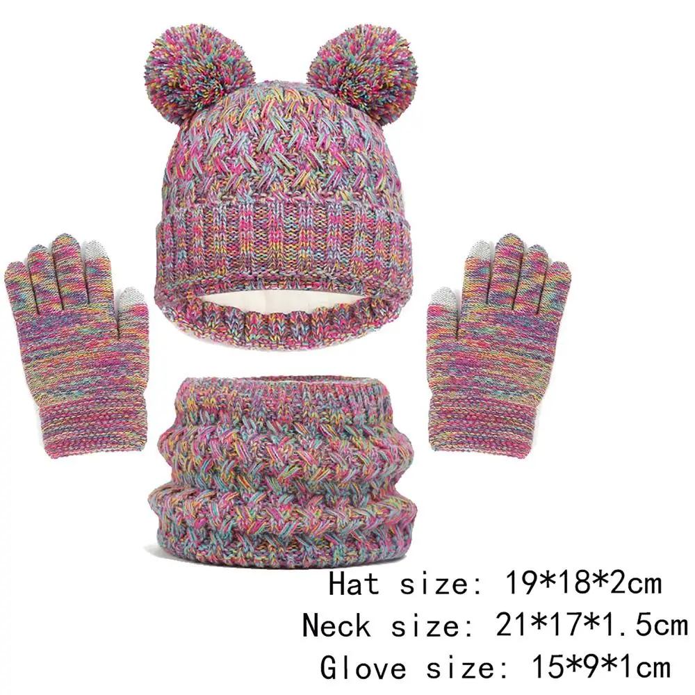 Conjunto de gorro y guantes para niños, gorro grueso a prueba de viento, capucha, bufanda para niños, cálido, invierno