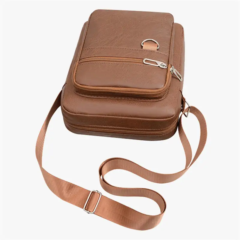 

New Men Leisure Commuter Shoulder Crossbody Bag Fashion Male PU Handbag Vertical Large Capacity Leather Phone Bag For Men