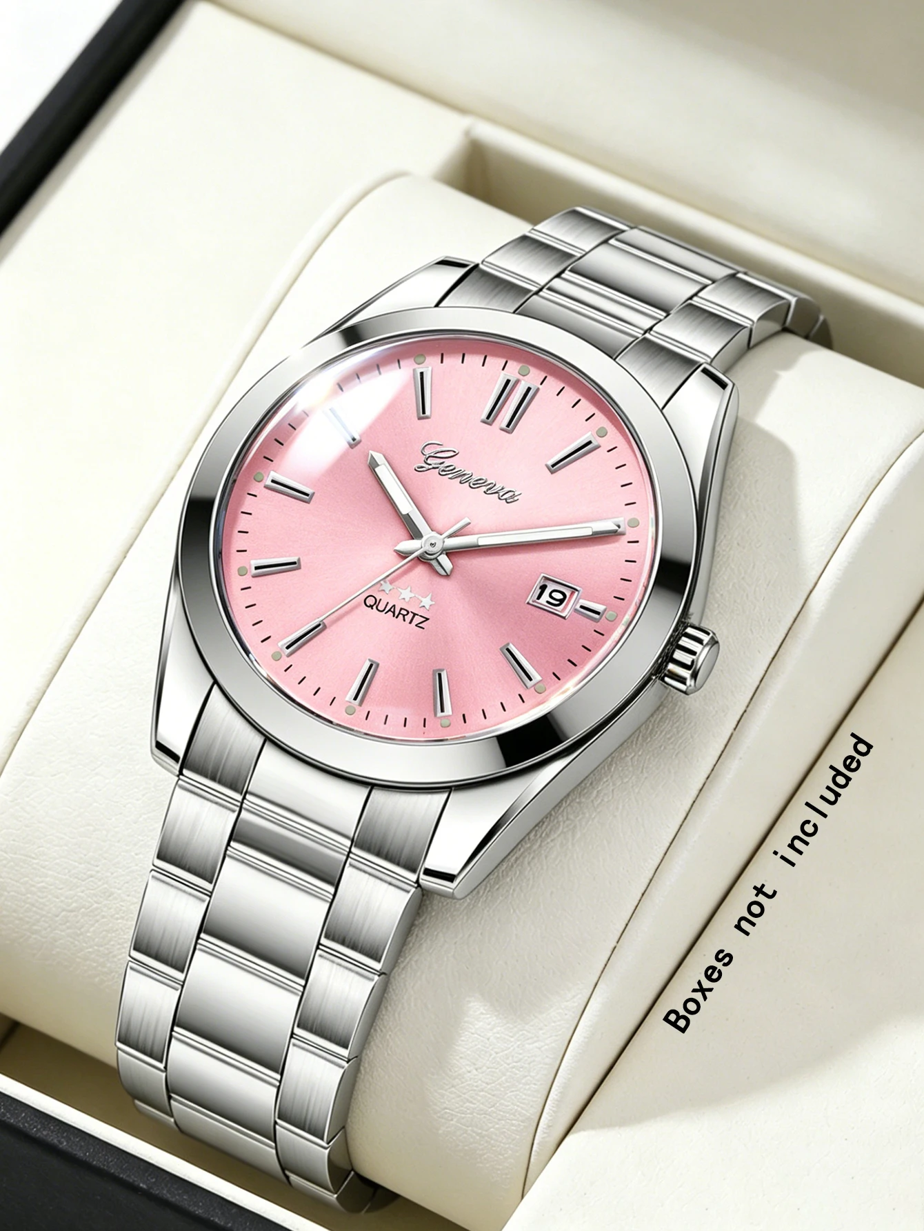 Ladies Quartz Watch Steel Band Design with Calendar Feature Daily Fashion Accessory Birthday Gift without Box