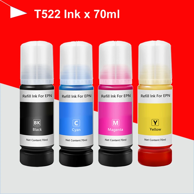 T522 Ink refill Bottles Replacement for Epson 522 T522 Ink combo EcoTank ET-2400 ET-2720 ET-2800 ET-2803 ET-4700 ET-4800