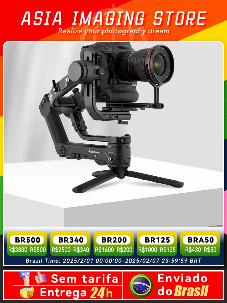 برازیل 】 FeiyuTech SCORP Pro آفیشل 3-Axis Camera Gimbal Stabilizer for DSLR Mirrorless Sony ZVE10 Canon Nikon Fujifilm