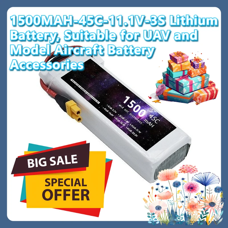 

1500mAh 45C 11.1V 3S Lithium-ion Batteries for Drone and Model Aircraft Battery
