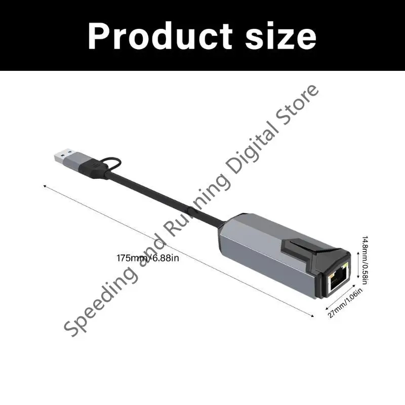 อะแดปเตอร์การ์ดเครือข่าย 5000Mbps USB/Type-C เป็น RJ45 อะแดปเตอร์ 5Gbps USB 3.0 การ์ดเครือข่ายแบบมีสาย Gigabit ตัวแปลง HUB สำหรับพีซีและแล็ปท็อป
