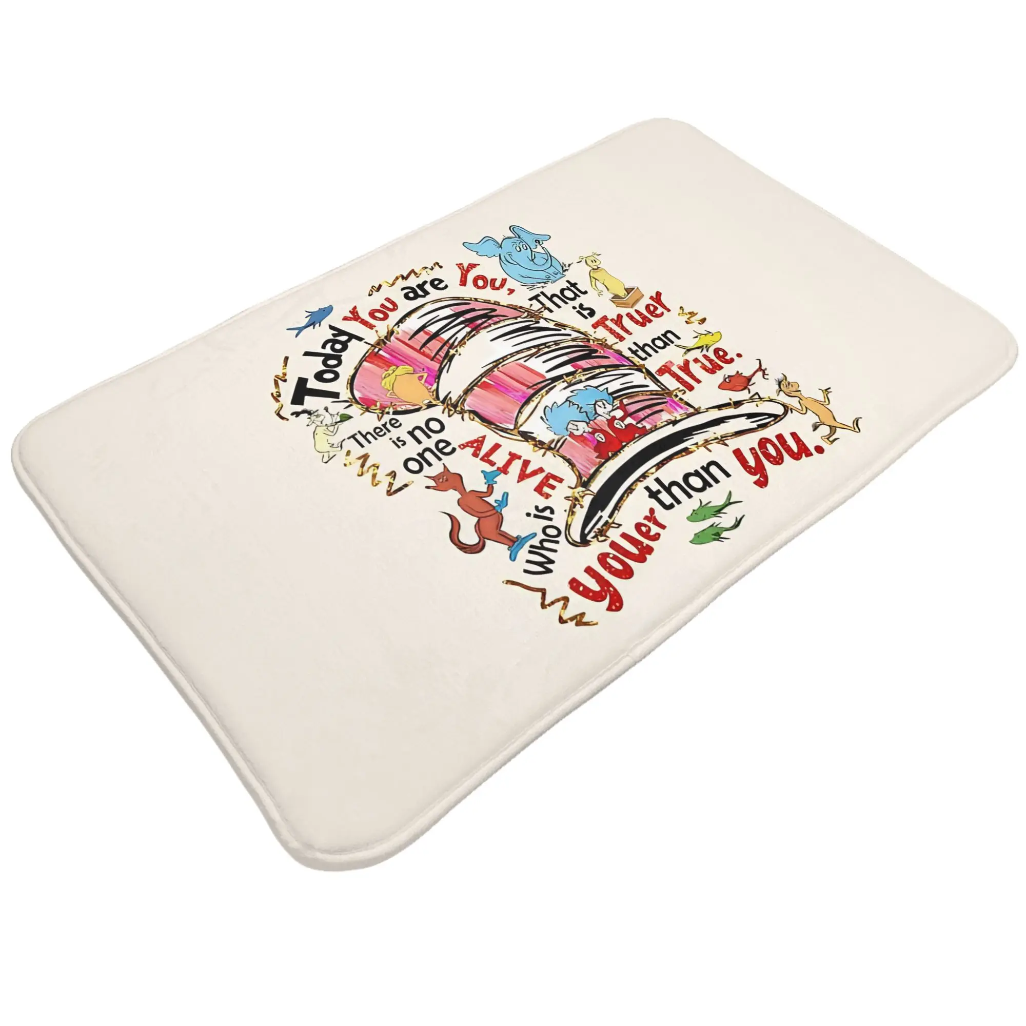 Storybook Character Collage Classic Decorations Bathroom Mat Dr. Seuss Thing Doormat Living Room Carpet Outdoor Rug Home Decor
