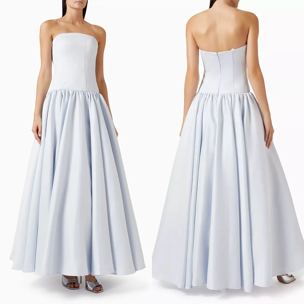 

High Quality Customized Strapless Ankle Length Sleeveless A-line Elegant Dress Women for Wedding Party فساتين السهرة Abendkleid