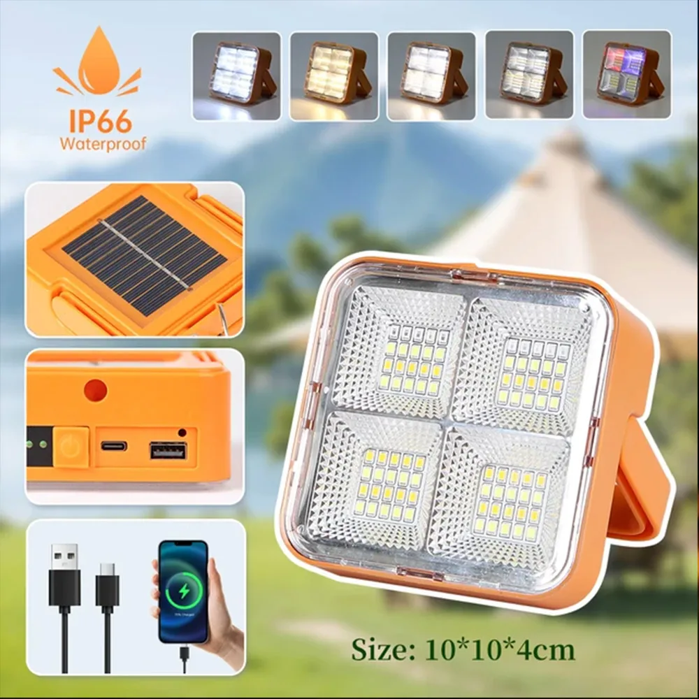 Outdoor Solar Portable Lantern Lamps  Solar Led Camping Light Power Tent Light Emergency Flashlight USB Rechargeable Led Lamp