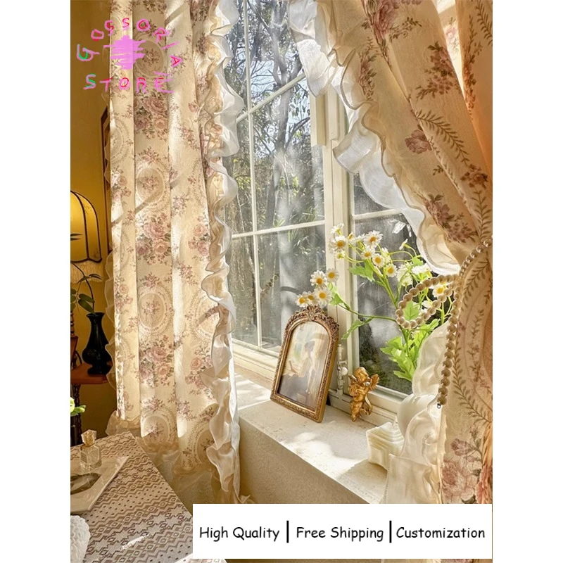 

Sample Custom Retro Printed Palace Curtains for Living Room Blackout Bedroom Semi Blind Partition Thermal Insulated Custom