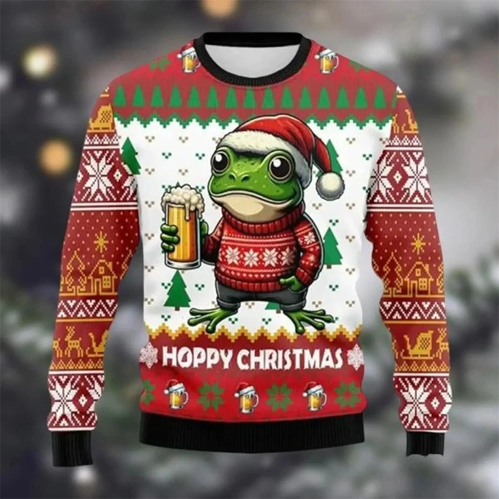Fashion Funny Animals Ugly Christmas Sweater For Women Clothes Snowman Santa Jesus Sweatshirts Casual Male Pullovers Tracksuits