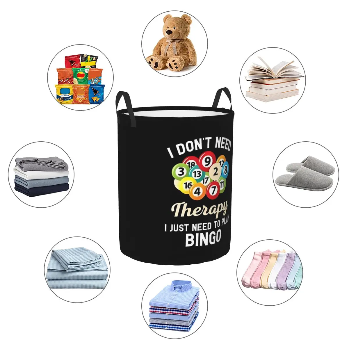 Custom Bingo Laundry Hamper Large Storage Basket Cards Game Kids Nursery Toy Organizer